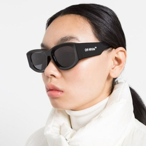 Off-White JOAN Women Sunglasses Black Grey Cat Eye OERI041 JOAN 1007